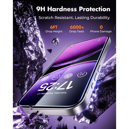 UNBREAKcable Screen Protector 2 Pack for iPhone 17, Tempered Glass, 9H Anti-Scratch, Bubble-Free Install with Alignment Frame, HD Clear, Case Friendly