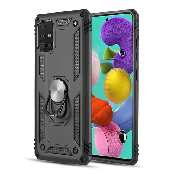 Xpm Case for Samsung Galaxy A52 5G /4G Military Grade Heavy Duty Armor Hybrid with Rotating Metal Ring Kickstand Finger Loop Stand Cover for Galaxy A52 - Black