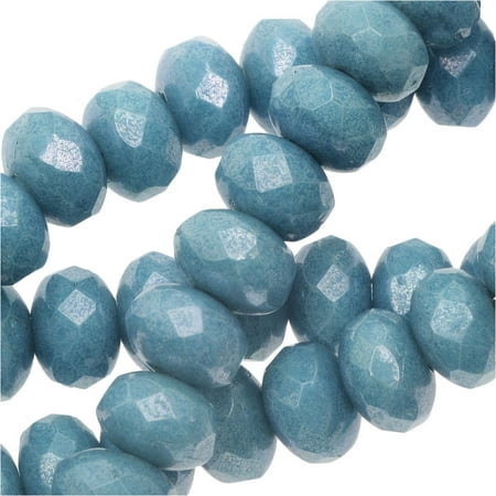 - Czech Fire Polished Glass, Donut Rondelle Beads 5x3.5mm, 50 Pieces, Blue Luster