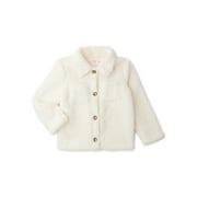Wonder Nation Baby and Toddler Girl Faux Sherpa Jacket, Size 12M-5T