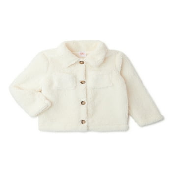 Wonder Nation Baby and Toddler Girl Faux Sherpa Jacket, Size 12M-5T
