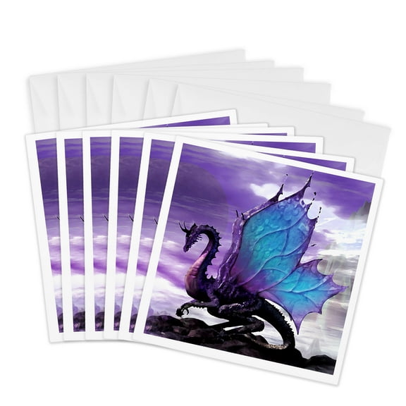 3dRose, Fairytale Dragon, 6 Greeting Cards with envelopes