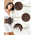 thumbnail image 5 of FEOYA Corset Waist Belt for Women Lace Up Pirate Corset Belt Renaissance Corset Waistband Vintage Elastic Corset Belt Wide Tied Waspie Belt Dark Brown PU Leathers Girdle for Dresses Daily Wear, 5 of 6