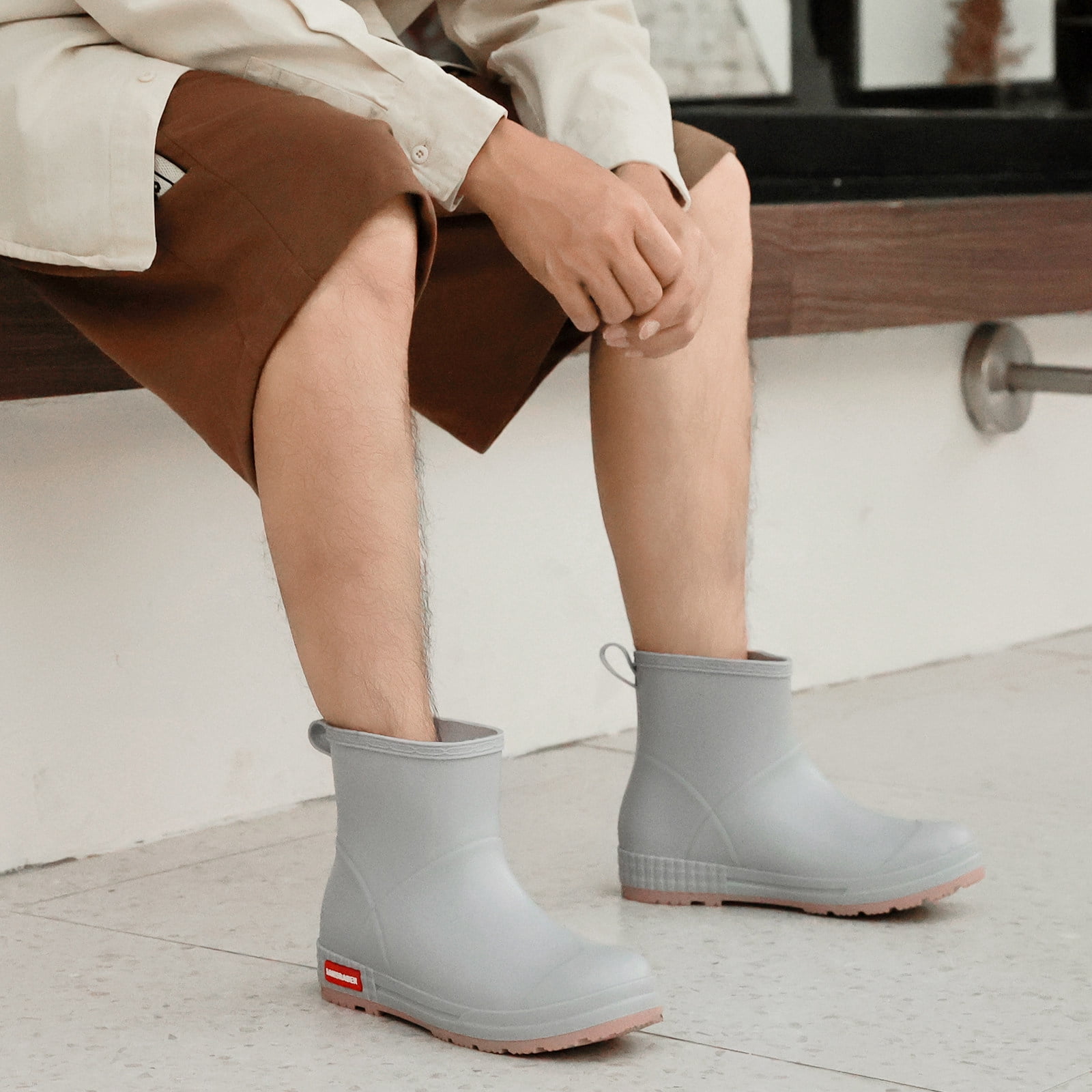 Lcamaw Rain Boots for Women & Men, Lightweight Waterproof Short Rubber Boots, Anti-Slip Mud Garden Boots Chelsea Ankle Rain Boots with Comfortable Insoles for Outdoor Work