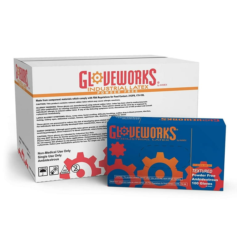 Gloveworks Ivory Latex Industrial Powder Free Disposable Gloves (Case of  1000)