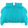 thumbnail image 1 of Amay 800 Thread Count 1 Piece Premium Waterfall Ruffle Duvet Cover 100% Organic Cotton King Plus (120X120 ) Turquoise Solid, 1 of 5