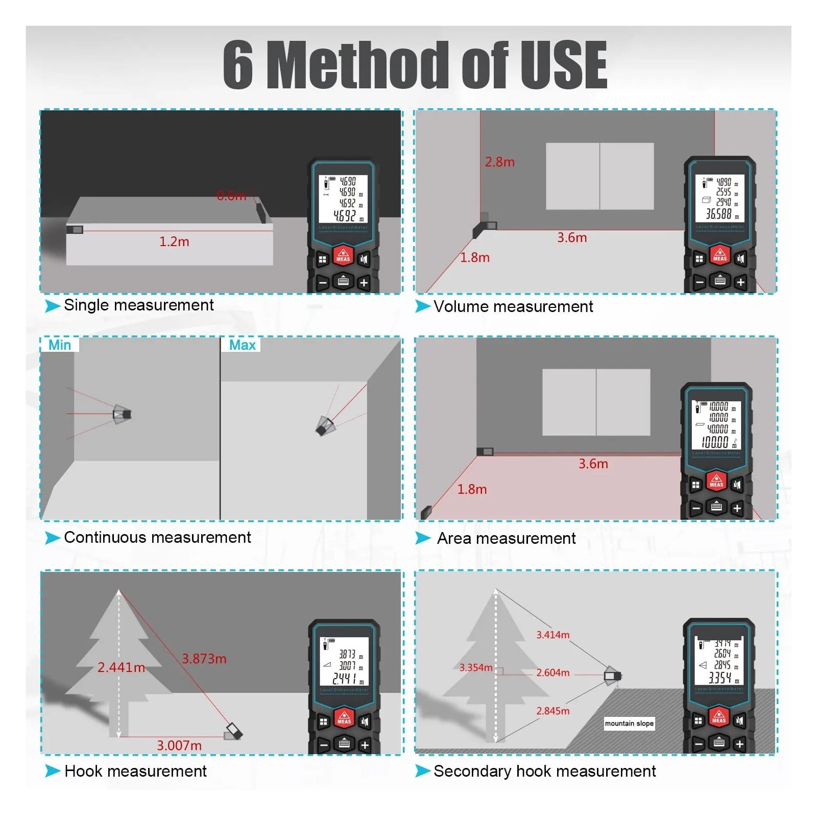Distance Meter Roulette Digital Tape Ranfinder Level Bubble Metro Ran Finder Measuring Tools ,High Accuracy Position
