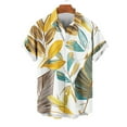 thumbnail image 2 of Deals SSAAVKUY Men's Short Sleeve Hawaiian Shirt Loose Fit, Floral Print Tropical Party Beach Button Down Aloha Shirt Yellow XXXXL, 2 of 4