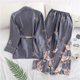 thumbnail image 2 of Fdfklak pijamas de seda para mujer, traje para casa, Pijama femenino, pijamas sexis para primavera y otoño, conjunto de salón de manga larga con estampado gris/negro, 2 of 5