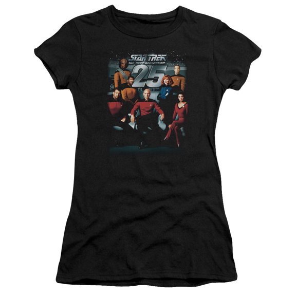 Star Trek 25Th Anniversary Crew Junior Women's Sheer T-Shirt Black