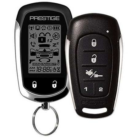 Audiovox Prestige APS596E 2-Way Paging Keyless Entry Vehicle Security System with 1 2-Way LCD Remote and 5-Button Sidekick