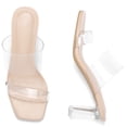 thumbnail image 2 of LuckLilac Women's Clear Open Square Toe Heels Transparent Strap Block Heel Slip on Sandals for Summer Parties Daily Wear, 2 of 6