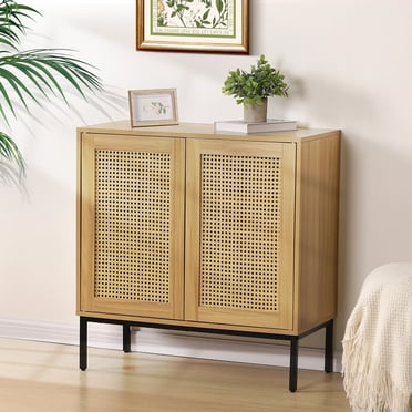 Nifamembo 2-Door Rattan Storage Cabinet, Multifunctional Cupboard for Living Room, Hallway, Kitchen Sideboard