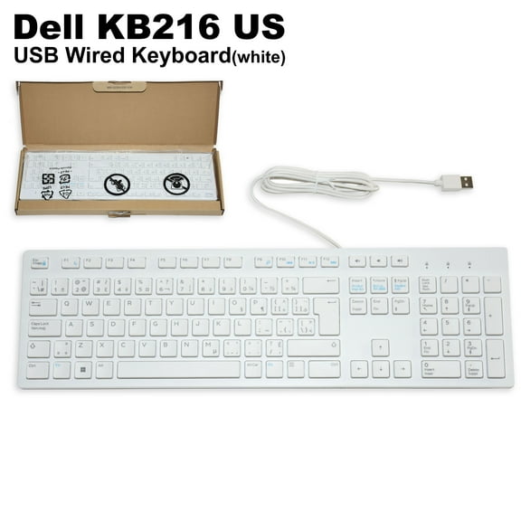 Dell KB216 USB Wired Multimedia Keyboard with Num Pad White – 1PJRJ