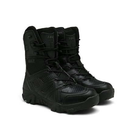 

Fangasis Mens Casual High Top Work Booties Hiking Rubber Sole Tactical Boots Non-Slip Winter Warm Black 7.5