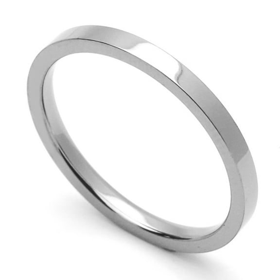 Women's 2MM Comfort Fit Stainless Steel Wedding Band Classic Flat Ring (Size 1 to 12)