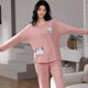 thumbnail image 1 of Conjunto de pijama de punto de algodón para mujer, ropa de dormir Floral elegante, pantalones a cuadros, Moda para el hogar, primavera y otoño, 1 of 4