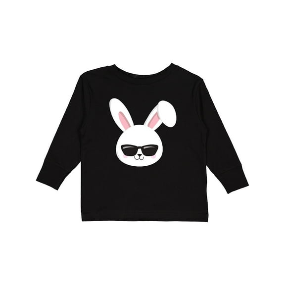Inktastic Cute Bunny, White Bunny, Bunny Wearing Sunglasses Boys or Girls Long Sleeve Toddler T-Shirt