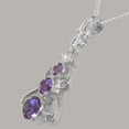 thumbnail image 4 of LBG Sterling Silver Genuine Natural Amethyst & Diamond Womens Bohemian Pendant & Chain Necklace - Chain length 22, 4 of 5