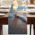 thumbnail image 3 of Table Runners 90 Inches Long Dress Scarves, Beach Conch Farmhouse Coffee/Dining/Kitchen Table Runner for Living Room, Sunset Ocean Waves Seaside Sky Seashell 13x90 Inch, 3 of 9