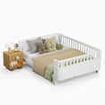 thumbnail image 4 of Mirightone Full Size Montessori Bed with Guardrails, Wood Bed Frame with Slats Support, Low Ground Modern Bed with Removable Side Rails.(White), 4 of 8