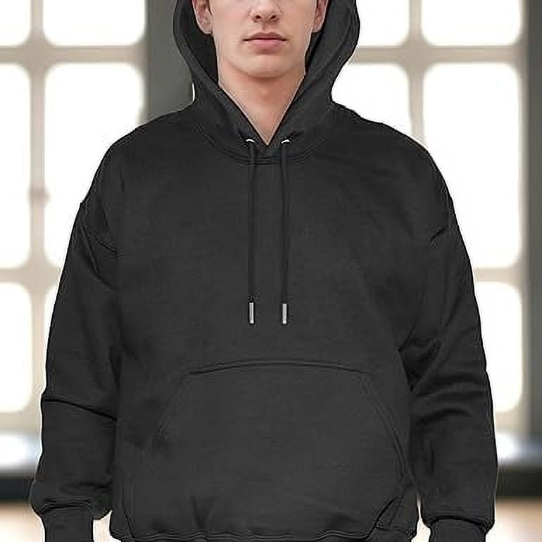 Elegant Comfort Men's Fleece Hoodies, Moisture Wicking & Breathable, Pullover Hooded Sweatshirt, Medium, Black