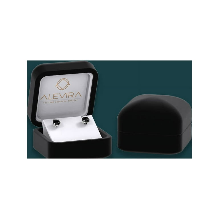 エリカ ALEVIRA Black Cubic Zirconia Stud Earrings - 1.0 TCW Round