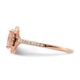 thumbnail image 3 of 14k Rose Gold Oval Morganite & Diamond Rectangle Halo Engagement Ring 1.56 TCW, 3 of 9