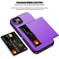 thumbnail image 2 of For iPhone 13 Case with Card Holder Heavy Duty Protective Dual Layer Shockproof Hidden Card Slot Slim Wallet Case for iPhone 13 for Women&Men(Purple), 2 of 14