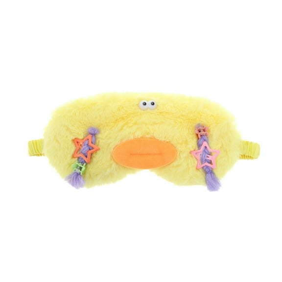 Unique Bargains 1 Pc Portable Funny Strap Eye Mask for Travel Yellow Fleece