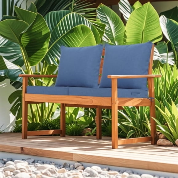 24x24 Inch Waterproof Deep Seat Cushion Set - Two-Piece Patio Furniture Cushions for Chairs, Sofas, and Couches, Navy Blue