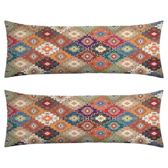 Tribal Earthy Body Pillow Cover 20x54 - Natural Long Pillow Case with Invisible Zipper - Bohemian & Vintage Fashion - Cozy & Durable Pillowcase