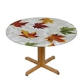 thumbnail image 3 of HAOXIT Autumn Maple Leaves with Elastic Edge, Round Table Cloth Thanksgiving Fall Leaf Washable Reusable Table Cover for Kitchen Dining Party Picnic 46-50, 3 of 8