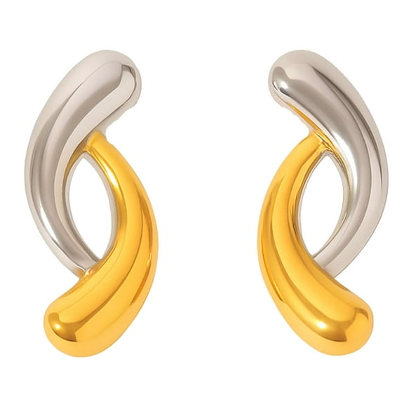 Two Tone Teardrop Earrings for Women Gold Stainless Steel Drop Studs Ginger Lyne Collection