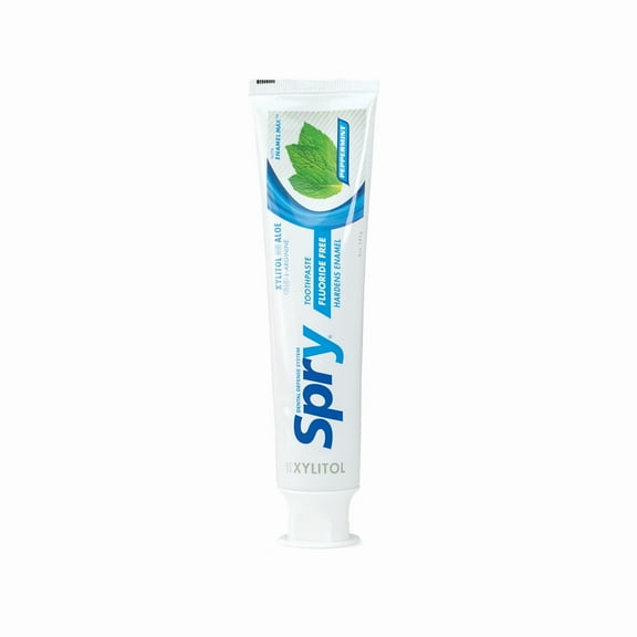 Spry Natural Xylitol Toothpaste, Fluoride-Free Peppermint, 5 oz, for Adults & Kids, 1 Pack