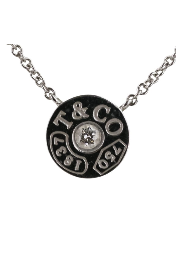 Pre-Owned Tiffany & Co. 1837 Diamond Circle Necklace in Au750 or 18K White Gold for... (Good)