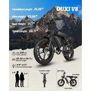 OUXI V8 Electric Bike for Adults, Ebike Moped Style with 1000W Peak Motor 48V 15Ah Battery, 20 Fat Tire E Bike, Dual Disc Brakes Mountain Bike for Commuting & Off-Road, E-bike UL2849