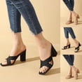 thumbnail image 4 of Heeled Sandals For Women Square Open Toe Heeled Mules Chunky Block Low Heel Slip Slides, 4 of 8