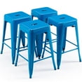 thumbnail image 6 of Stackable Bar Stools Set of 4, 24 Inch Metal Counter Height Stools for Indoor Outdoor Kitchen Patio Classroom Garden, Industrial Barstools (Blue), 6 of 8