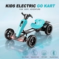 thumbnail image 3 of Holaki 12V Electric Go Kart for Kids, Battery Powered Ride on Toy with Adjustable Seat, Music, LED Lights, EVA Wheels & Forward/Reverse Driving, Tiffany Blue, Ages 3-6, 3 of 10