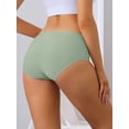 thumbnail image 2 of Unique Bargains Women's Mid-Waisted Invisible Full Coverage Breathable Briefs L Green, 2 of 6