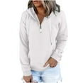 thumbnail image 2 of Gifts Ohufall Women's Hooded Solid Color Long-sleeved Sweatshirt Casual Blouse Pullover Tops, 2 of 5