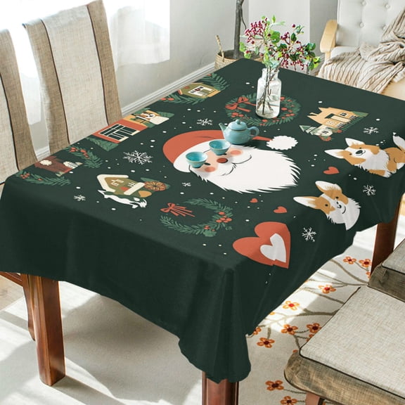 Yayeee Tablecloths 54" x 54" Rectangle Wrinkle Resistant Party Table Cover, Whimsical Christmas