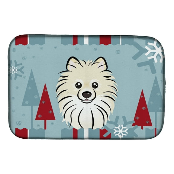 Winter Holiday Pomeranian Dish Drying Mat