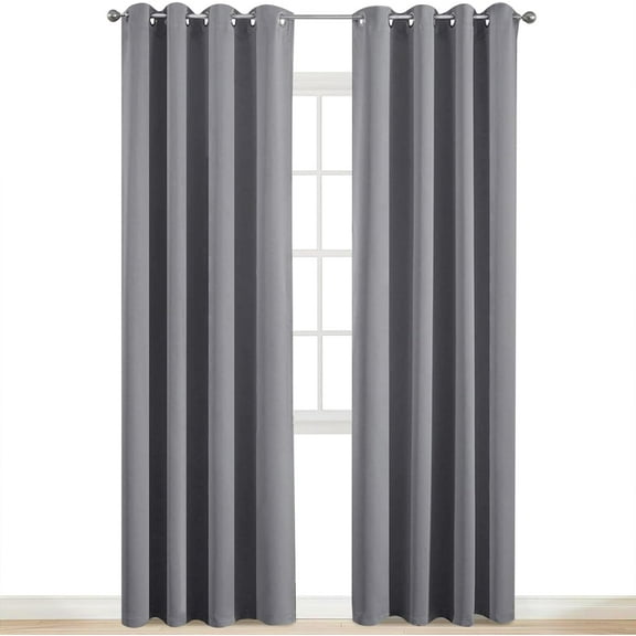 Tivkeber Room Darkening Blackout Curtains 84 Inch Long, Thermal Insulated Window Drapes with Grommets for Bedroom Living Room, 52"W x 84"L, Grey, 2 Panels