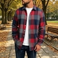 thumbnail image 2 of gbyLJF Men's Lightweight Plaid Flannel Jackets Fall Button Up Collared Shirts Vintage Classic Checkered Shirt Shacket, 2 of 9