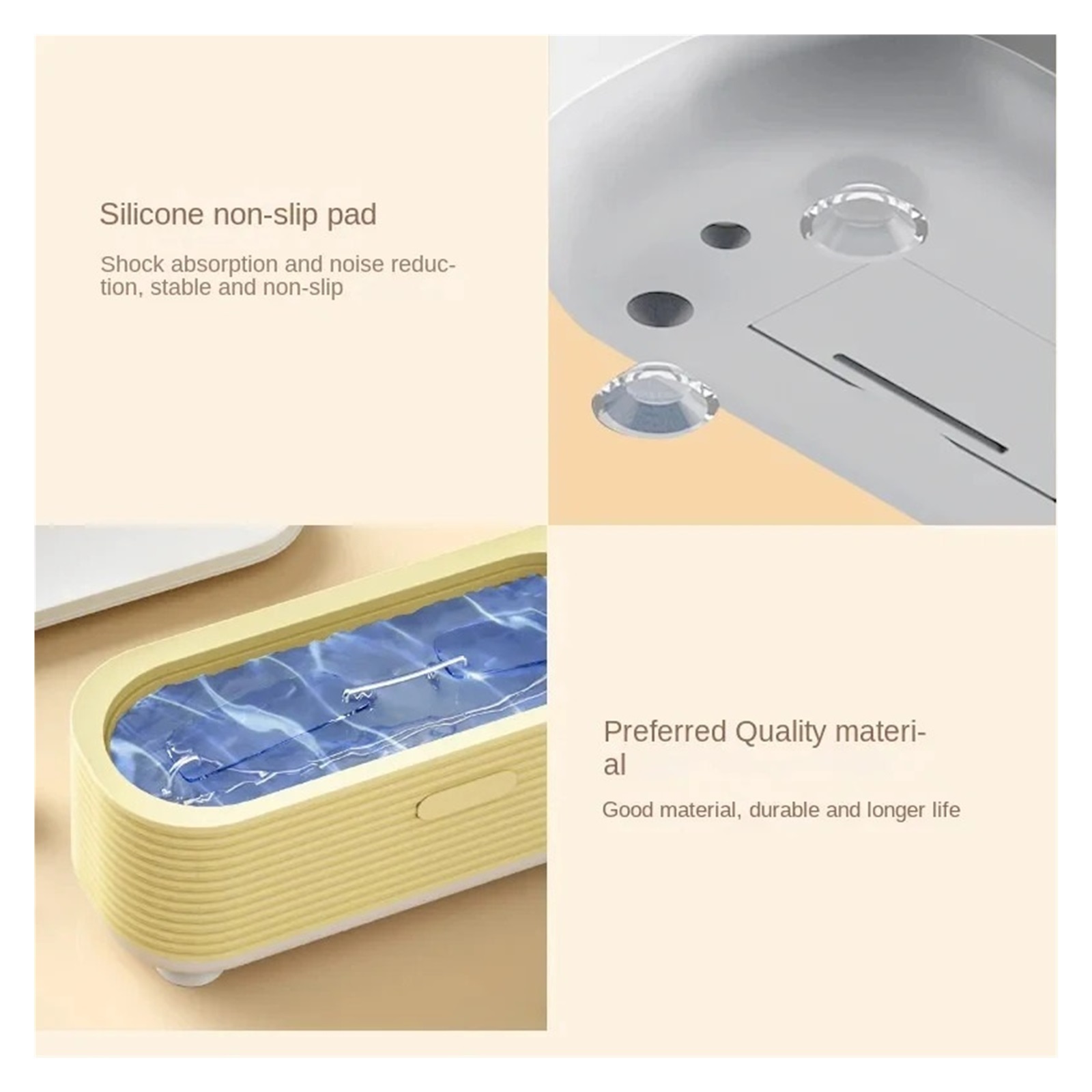 Portable Ultrasonic Cleaner Mini Smart Electric Cleaning Box for Jewelry Makeup Brushes Glasses Low