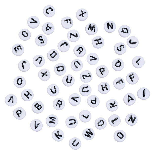 200 piezas de abalorios espaciadores sueltos de acrílico mezclados para joyas 7 mm / 0,27 '' abalorios de letras abalorios letras negras perfecl Cuentas acrílicas para manualidades.