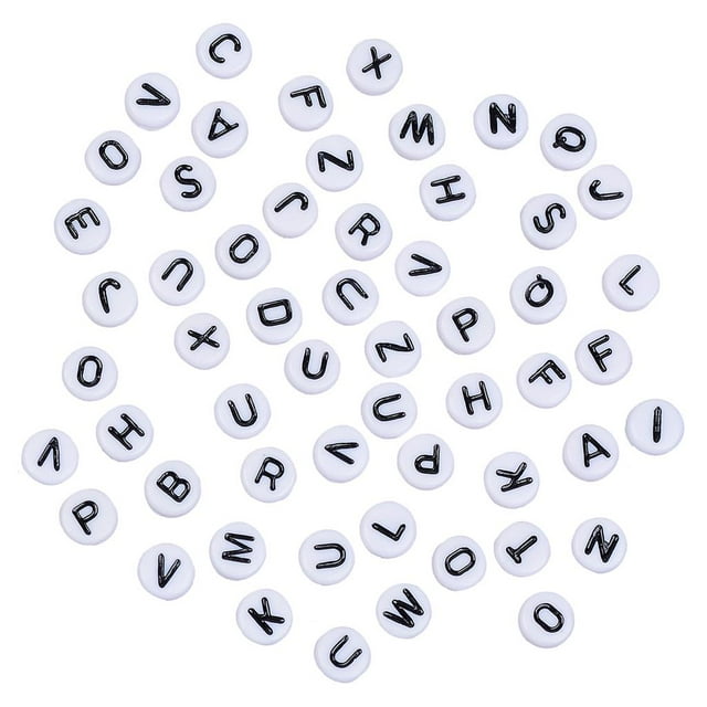 200 piezas de abalorios espaciadores sueltos de acrílico mezclados para joyas 7 mm / 0,27 '' abalorios de letras abalorios letras negras perfecl Cuentas acrílicas para manualidades.