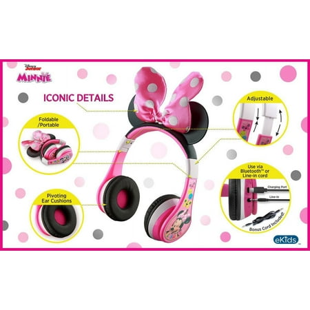 eKids - Minnie Mouse Bluetooth Wireless Headphones - pink